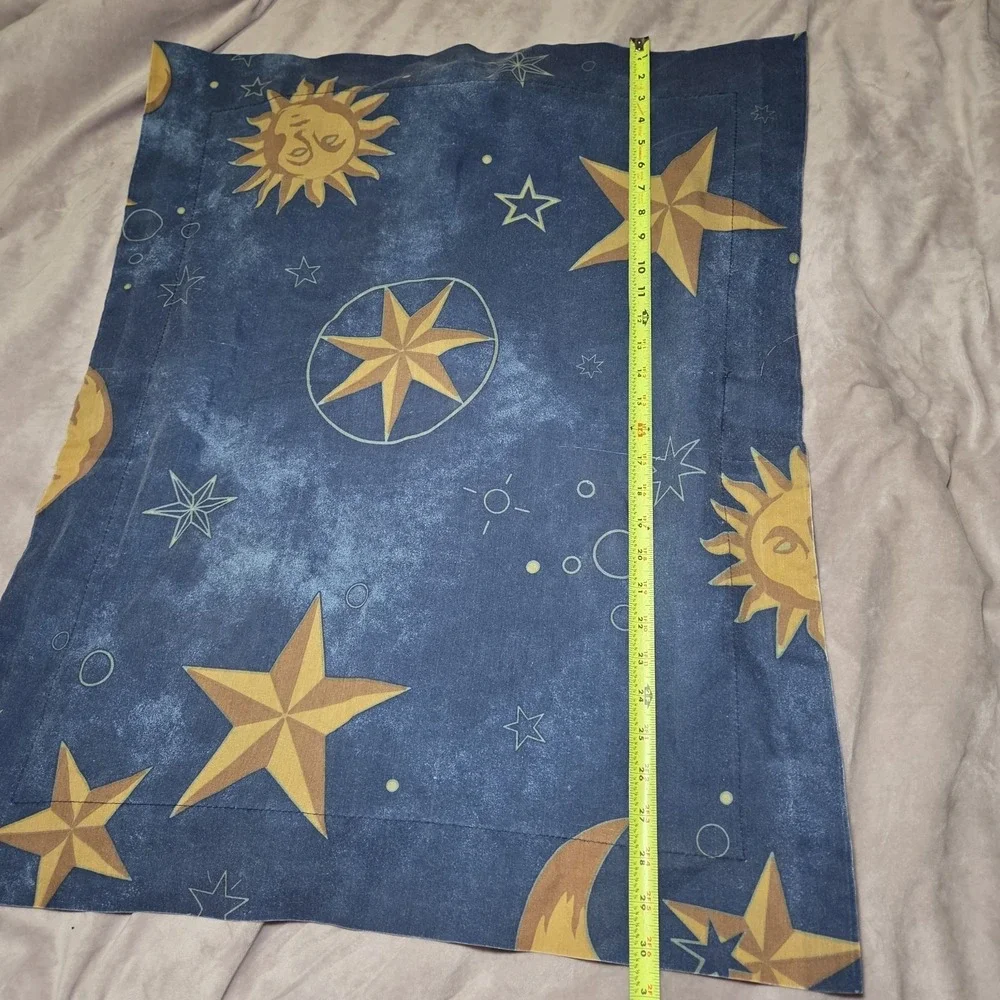 Vintage Celestial Sun Moon Stars King Size Pillowcase Blue Astrology Whimsigoth